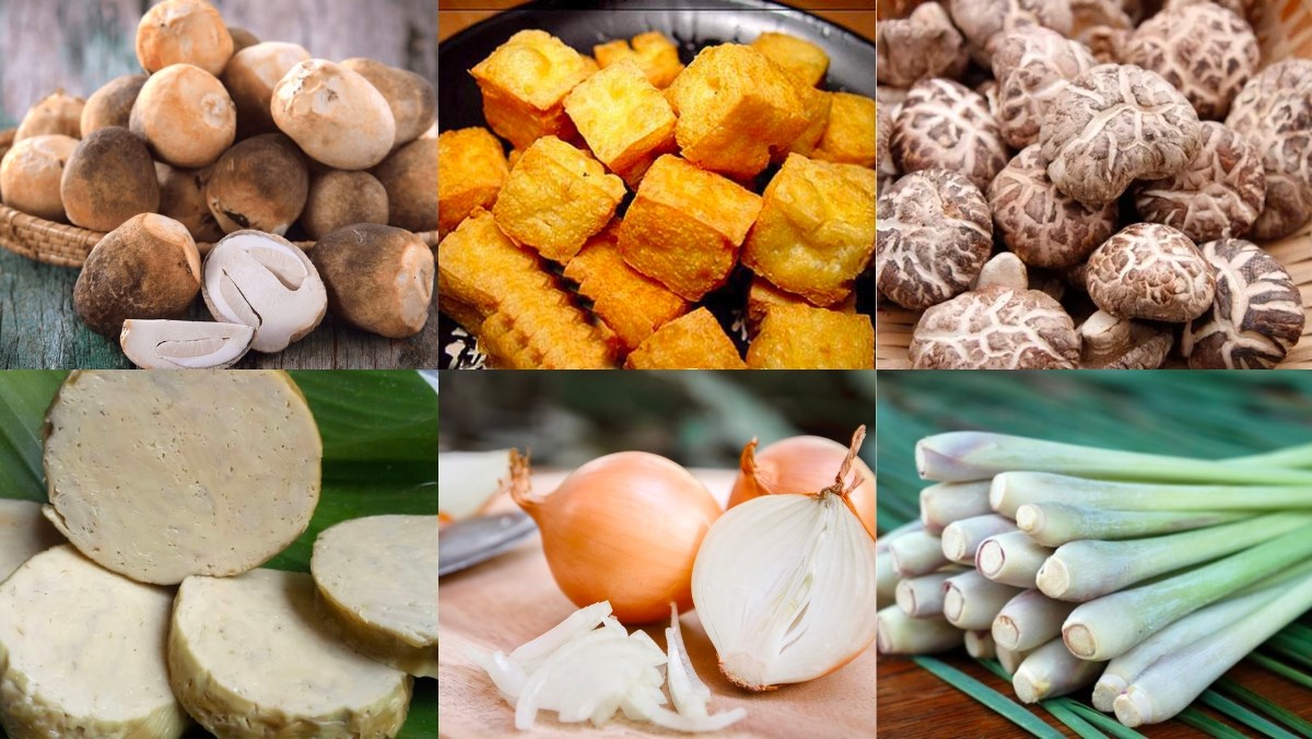 Nguyên liệu nấu bánh canh nấm chay