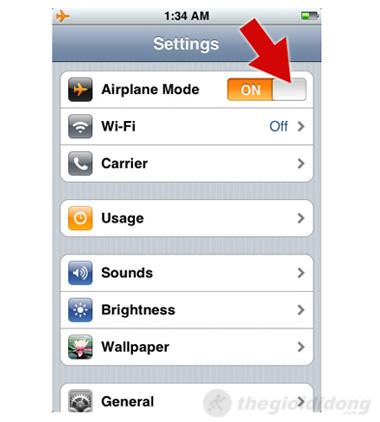 Bật AirPlane Mode để khắc phục mất kết nối 3G