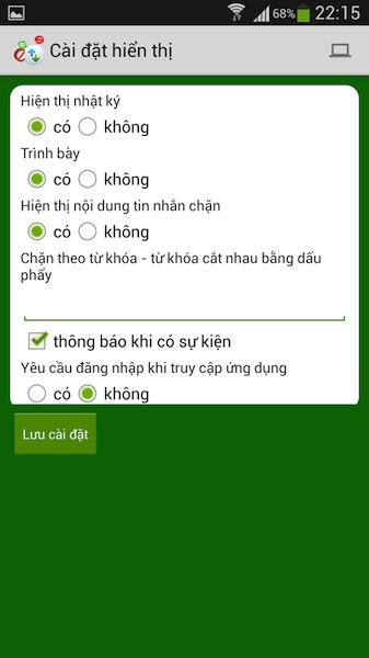 Ứng dụng chắn cá đòi và tin cẩn nhắn nhe thuần Việt cho Android.