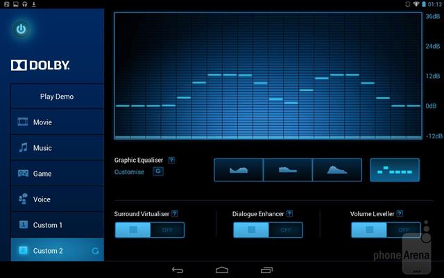 Phần hiệu chỉnh âm thanh Dolby trên máy