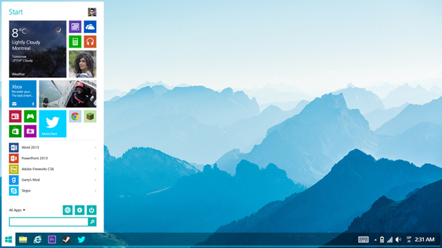 Thanh Start Menu được thiết kế riêng cho giao diện Desktop