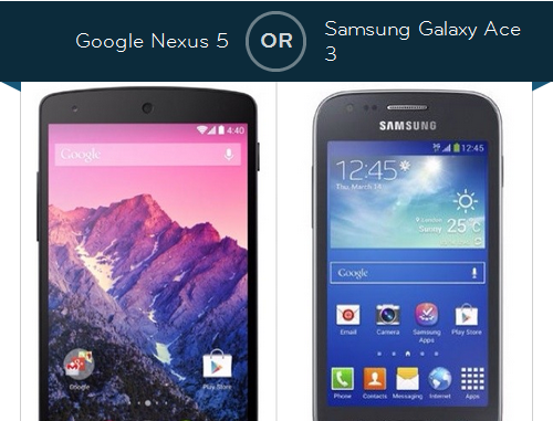 Google Nexus 5 vs Galaxy Ace 3