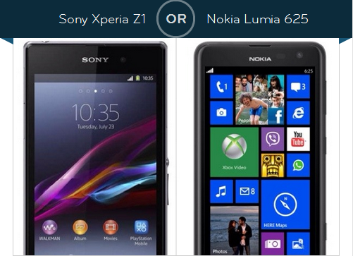 Xperia Z1 vs Lumia 625