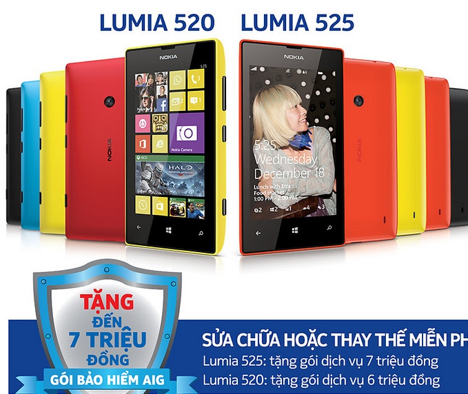 Gói dịch vụ bảo hiểm cho Nokia Lumia 525 và Nokia Lumia 520
