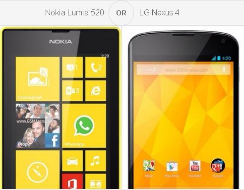 Lumia 520 vs LG Nexus 4