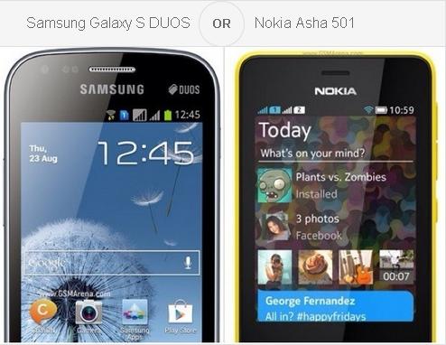 Samsung Galaxy S Duos vs Nokia Ahsa 501