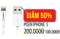 Cáp điện thoại Pisen iPhone5 mới đến 90% - Giảm 50% Cáp điện thoại Pisen iPhone5 mới đến 90% - Giảm 50%