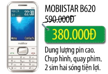 Điện thoại đã dùng Mobiistar B620 mới đến 90% - Giảm ngay 210,000đ Điện thoại đã dùng Mobiistar B620 mới đến 90% - Giảm ngay 210,000đ