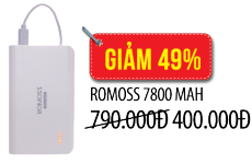 Pin sạc dự phòng Romoss 7800 MAH mới đến 90% - Giảm 49%