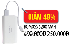 Pin sạc dự phòng Romoss 7800 MAH mới đến 90% - Giảm 49% Pin sạc dự phòng Romoss 7800 MAH mới đến 90% - Giảm 49%
