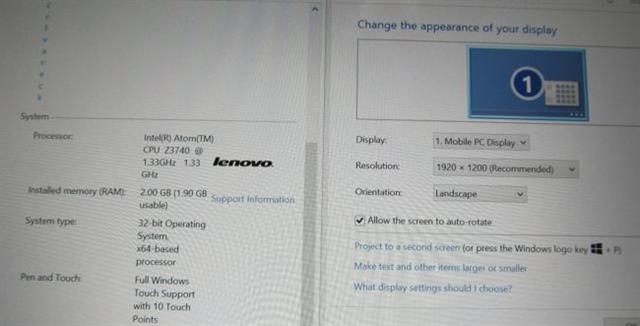 Thông tin cấu hình phần cứng của Lenovo Miix 2 10 Thông tin cấu hình phần cứng của Lenovo Miix 2 10