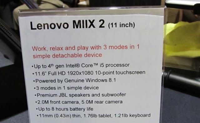 Bảng thông tin cấu hình sơ bộ cho phiên bản Lenovo Miix 2 11 Bảng thông tin cấu hình sơ bộ cho phiên bản Lenovo Miix 2 11
