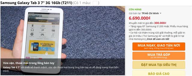 Nhiều mẫu Galaxy Tab cũng được giảm giá
