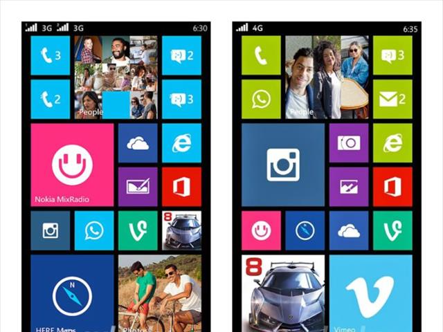 Ảnh chụp màn hình của Lumia 630 và Lumia 635