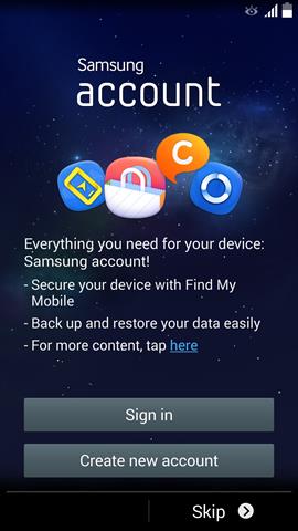 Bạn có thể bỏ qua bước đăng nhập vào tài khoản của Samsung cũng được
