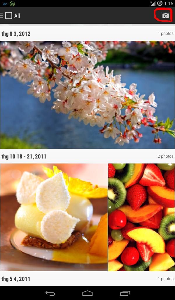 Phím tắt để truy cập tức thì ứng dụng camera, nằm ở góc phải phía trên cùng