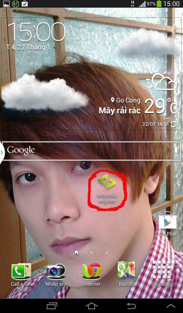 Ứng dụng Motorola Migrate sau khi được tải về từ Play Store