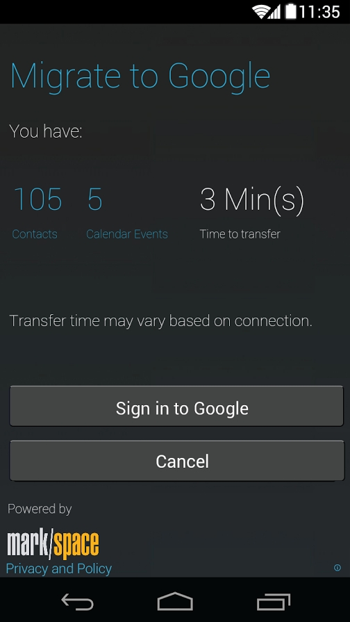 Quá trình truyền tải dữ liệu về máy Motorola có thể mất vài phút tùy vào dung lượng và kết nối mạng của bạn