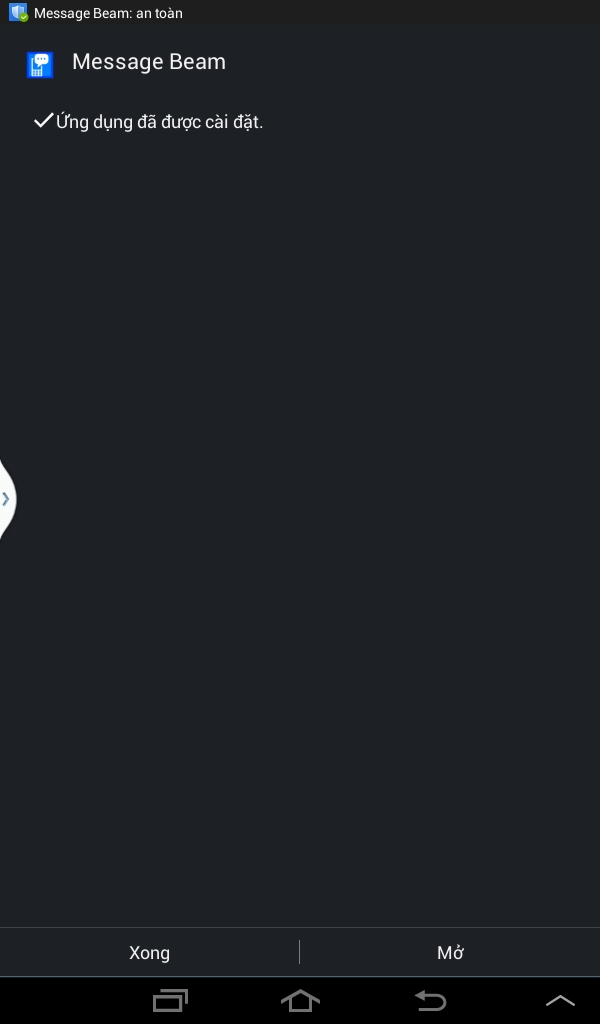 Ứng dụng Message Beam được cấp chứng nhận an toàn với thiết bị Android của bạn