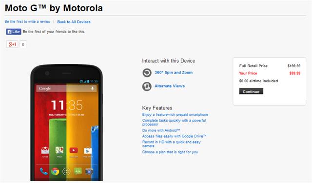 Moto G phiên bản Verizon giảm giá trước đây