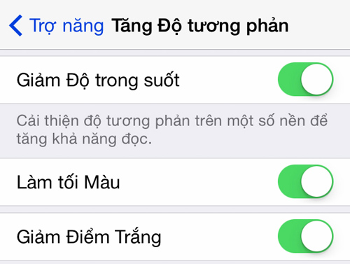 Tùy chỉnh mới trong mục Trợ năng