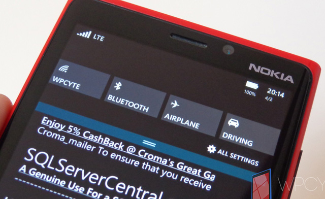 Cận cảnh khu vực tùy chỉnh nhanh. Ngay bên dưới có nút “All setting” để vào trang cài đặt chi tiết hơn