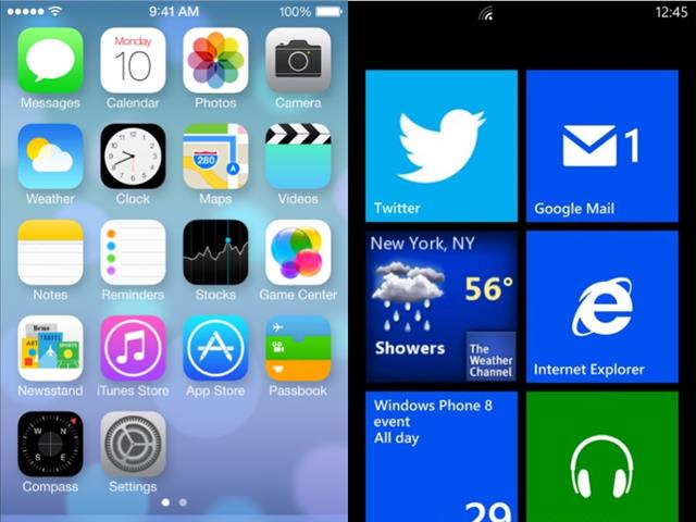 iPhone 5s va Lumia Icon