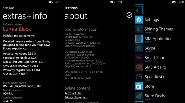 Ảnh chụp màn hình bản ROM Black Hà Lan trên Lumia 620