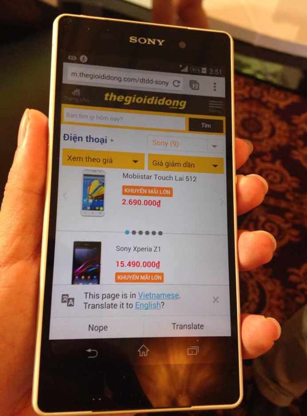 Sony Xperia Z2 mặt trước