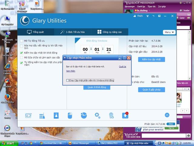 Hộp thoại thông báo những phần mềm trên máy cần được nâng cấp mới...