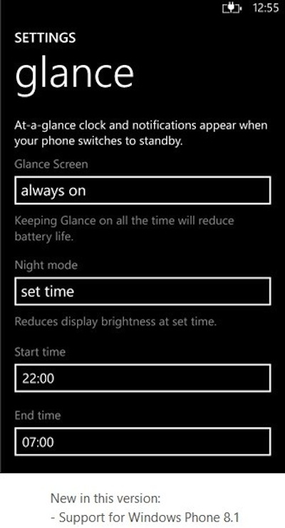 Thông báo hỗ trợ Windows Phone 8.1 của Nokia Glance