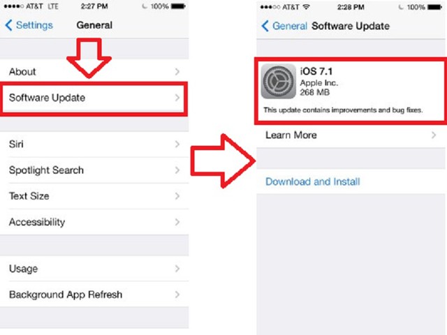 Nâng cấp IOS 7.1 trên iPhone, iPad