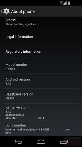 Rò rỉ bản cập nhật Android 4.4.3 cho Nexus 5