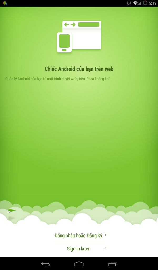 Lời chào đầu tiên khi sử dụng AirDroid