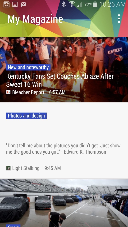 Ứng dụng Magazine ở màn hình homescreen