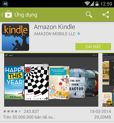 Cài đặt Amazon Kindle