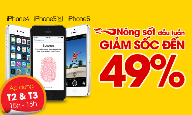 iPhone 5s, iPhone5, iPhone 4 giảm cực sốc 49%