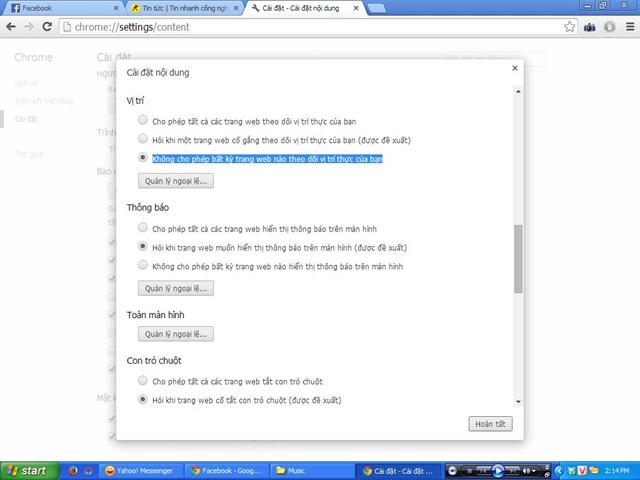 Bạn cũng có thể thiết lập “Không cho phép bất kỳ trang web nào theo dõi vị trí thực của bạn”