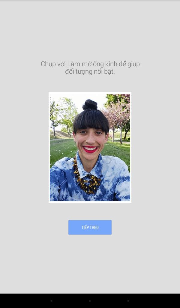 Lần đầu tiên bạn bấm vào tính năng Lens Blur sẽ hiển thị hộp thoại giới thiệu như hình trên