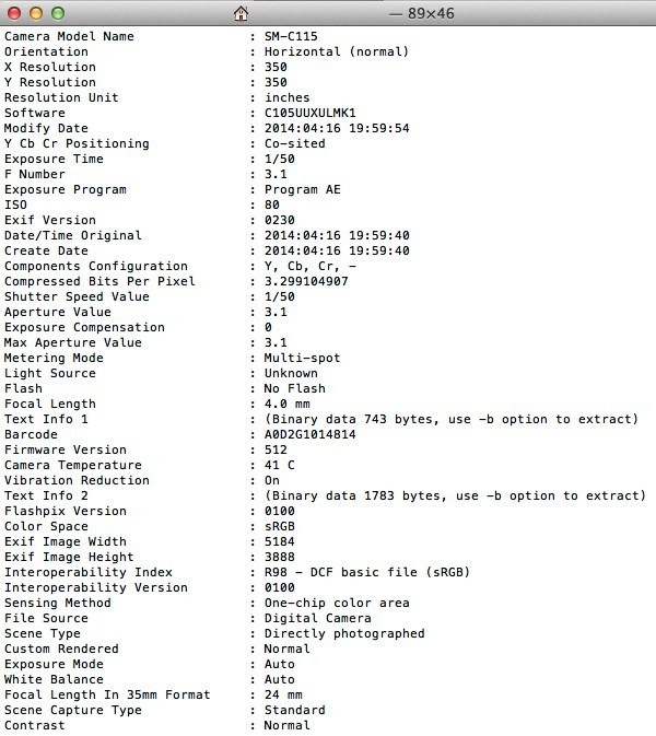 Thông số kỹ thuật của ảnh