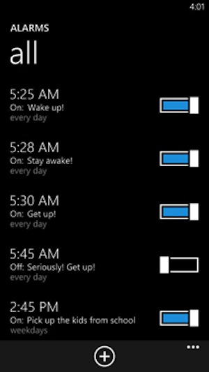 Thiết lập lại Alarms mới