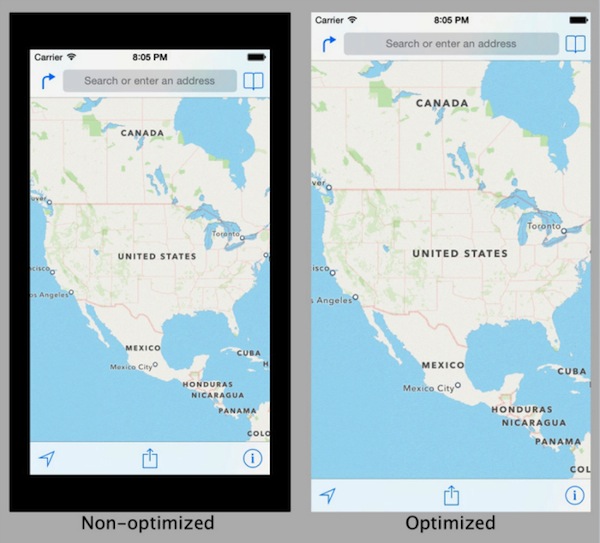 Các ứng dụng cũ sẽ có khoảng trống xung quanh