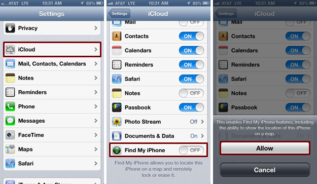 Tính năng Find My iPhone 