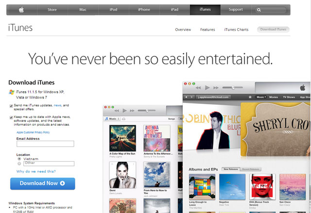 iTunes Đăng ký tài khoản Apple ID không cần Visa