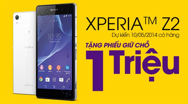 Dự kiến Xperia Z2 sẽ lên kệ tại thegioididong.com vào 10/5/2014