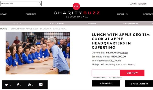 Chi tiền bạc tỷ để được ăn trưa với Tim Cook, bạn có dám?