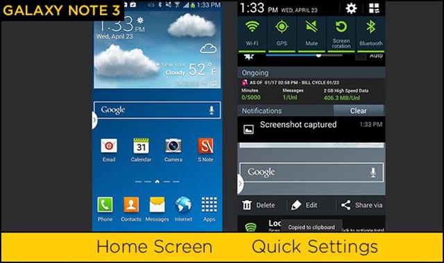 Giao diện trên Galaxy Note 3