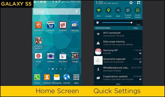 Giao diện trên Galaxy S5