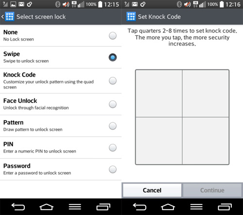 Tính năng Knock Code