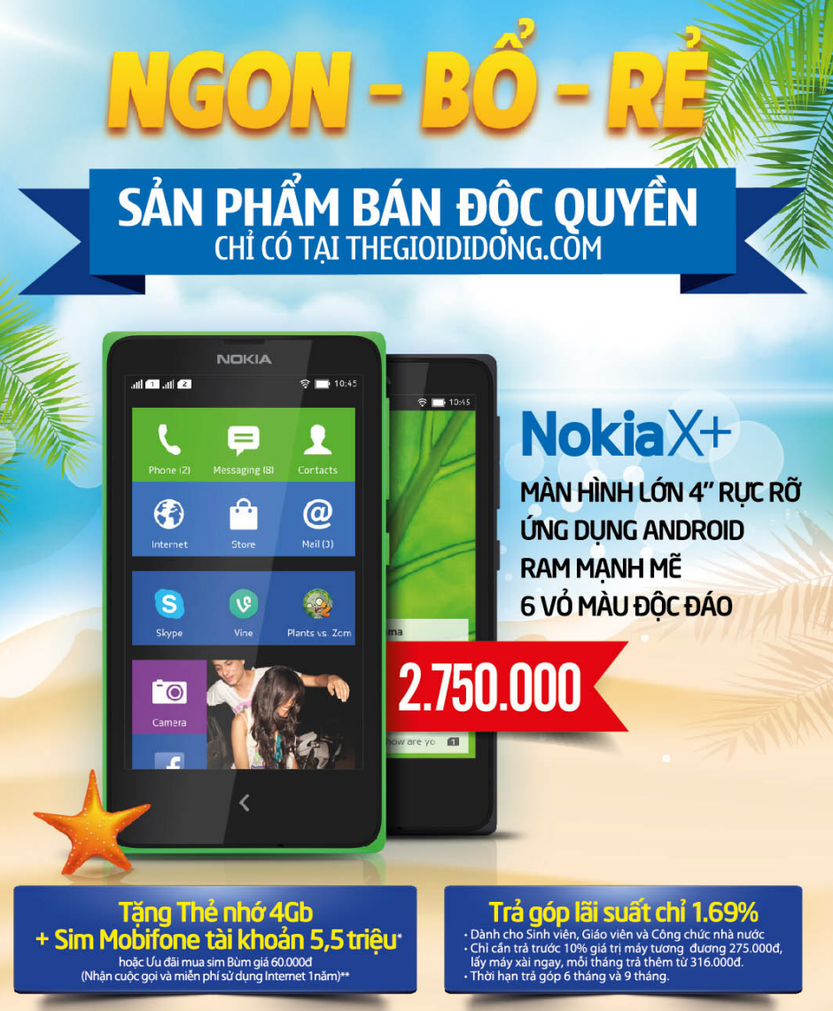 Nokia X+ độc quyền chỉ có tại Thegioididong.com